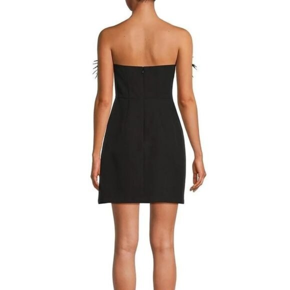 NWT Sam Edelman Women's Fringe Trim Bandeau Mini Dress 4 - Black - Picture 2 of 3